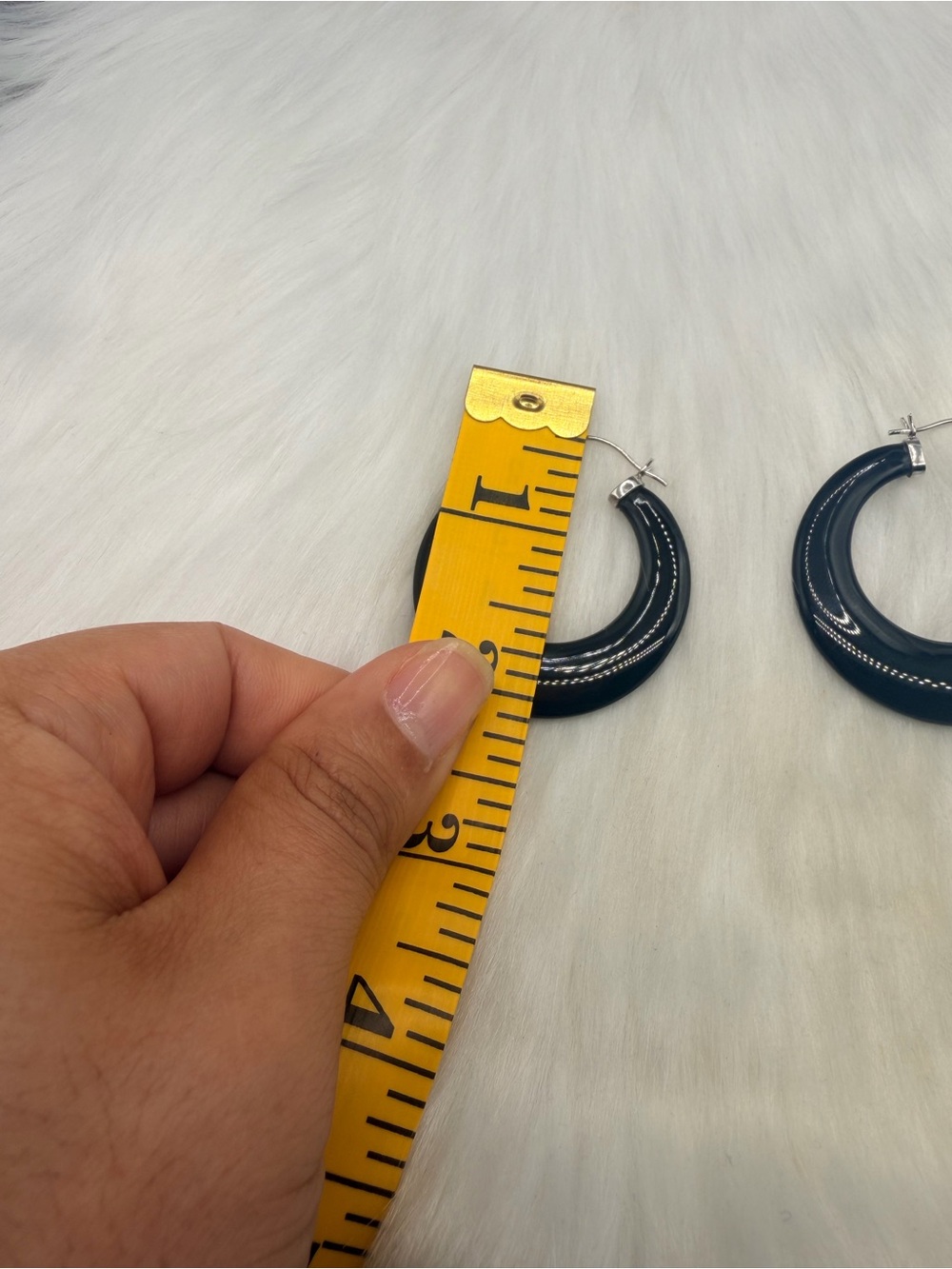 925 Sterling Silver Big Onyx Hoops Earrings. - Picture 7 of 7